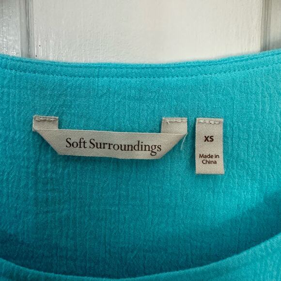Soft Surroundings Layered Turquoise Blue  Blouse Womens Top Size XS Pullover - Picture 2 of 6